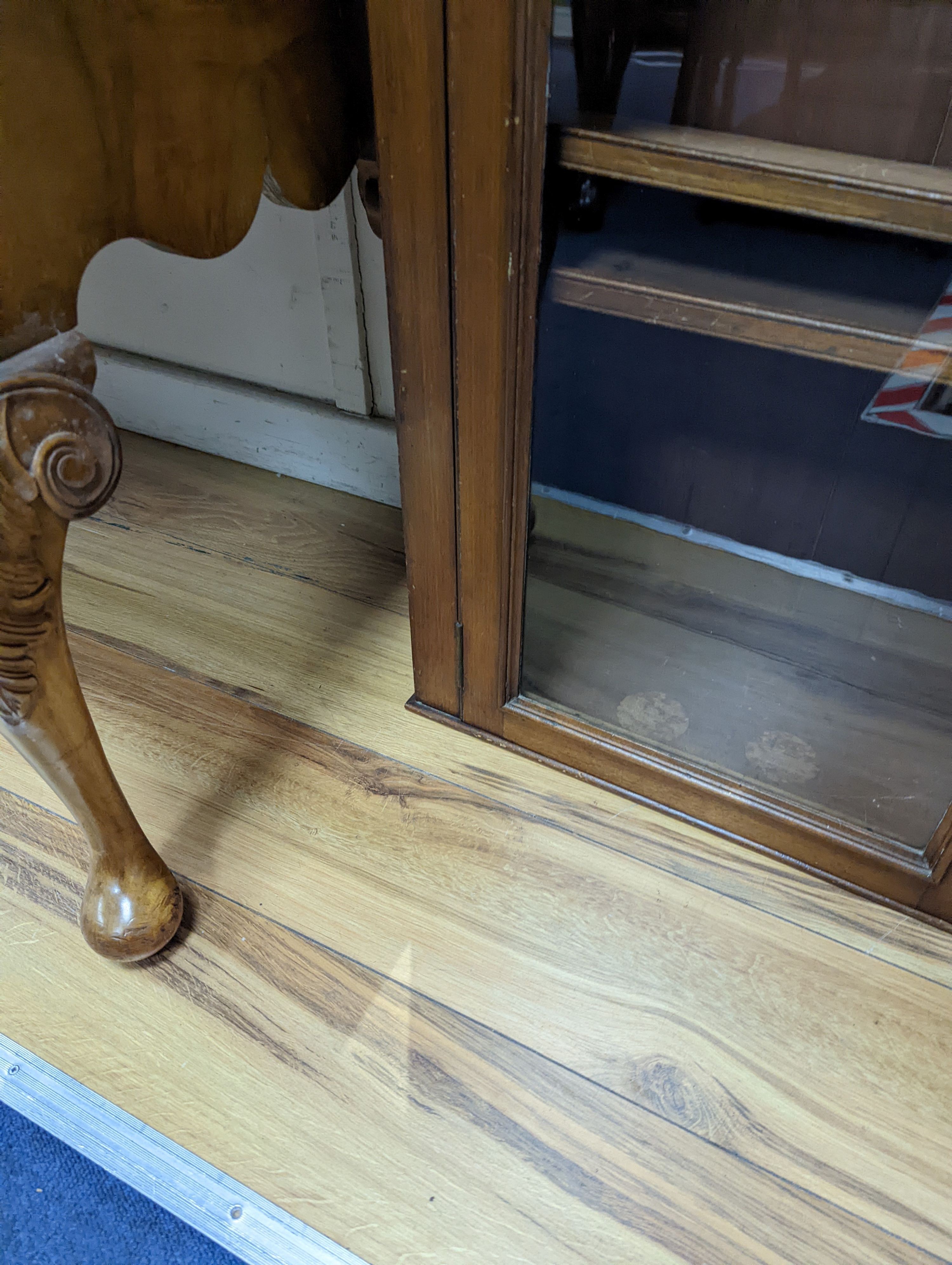 A Victorian style mahogany bookcase top section, width 92cm, depth 28cm, height 118cm